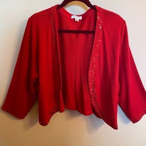 Joan Rivers bright red sweater with sparkles. Never worn. Size XL